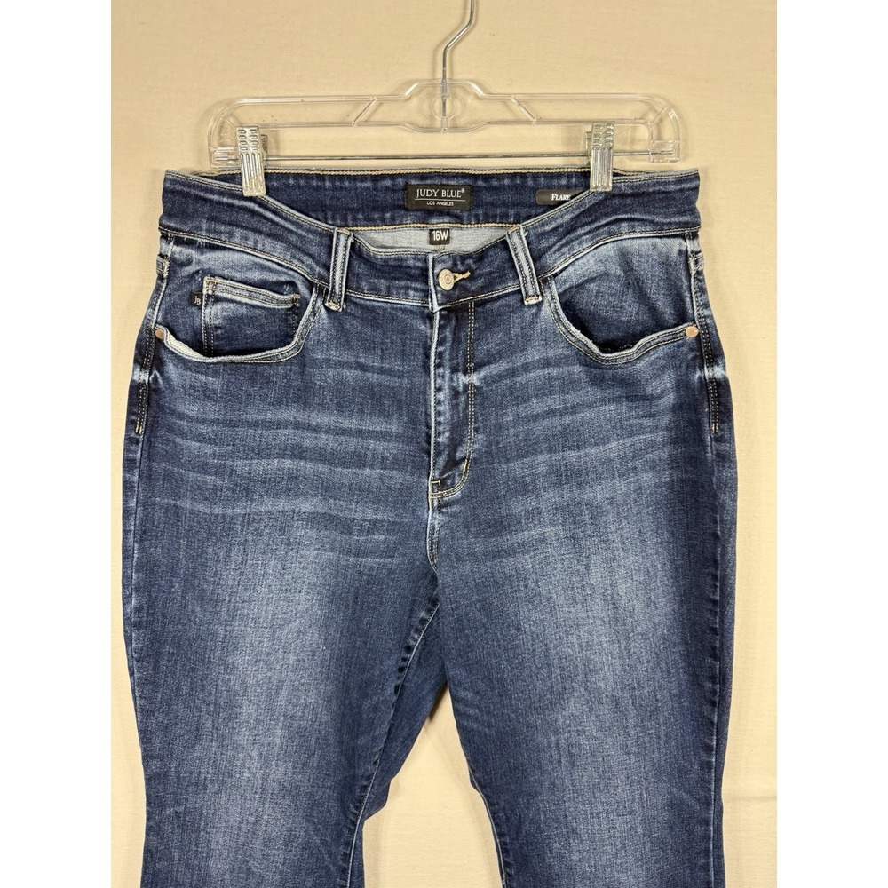 Judy Blue 16W Dark Wash Flare Jeans Womens Plus Size Stretch High Rise Western - Picture 2 of 10